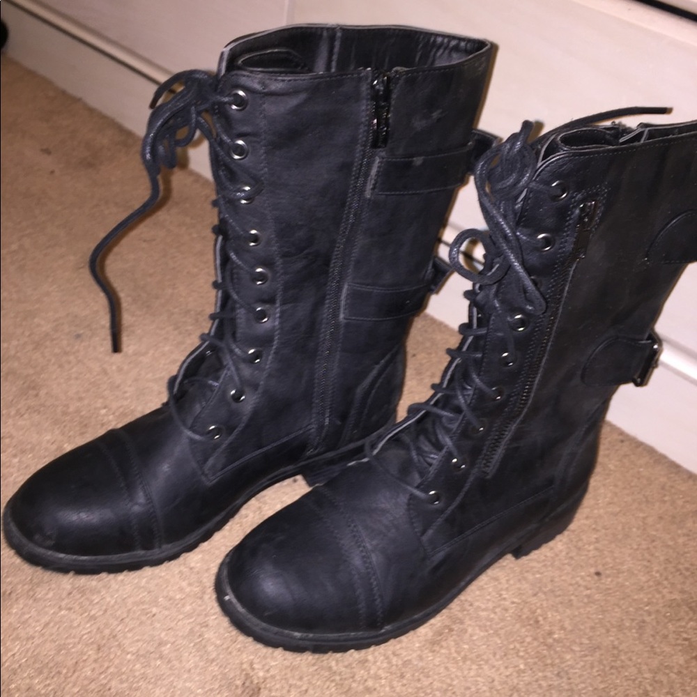 Black lace up combat boots
